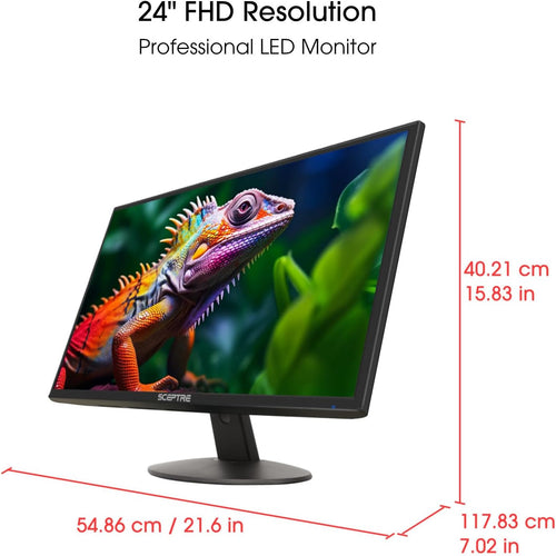24-Inch Prime Monitor Thin 1080P LED Monitor 99% Srgb 2X HDMI VGA Build-In Speakers, Machine Black (E248W-19203R 2025 Series)