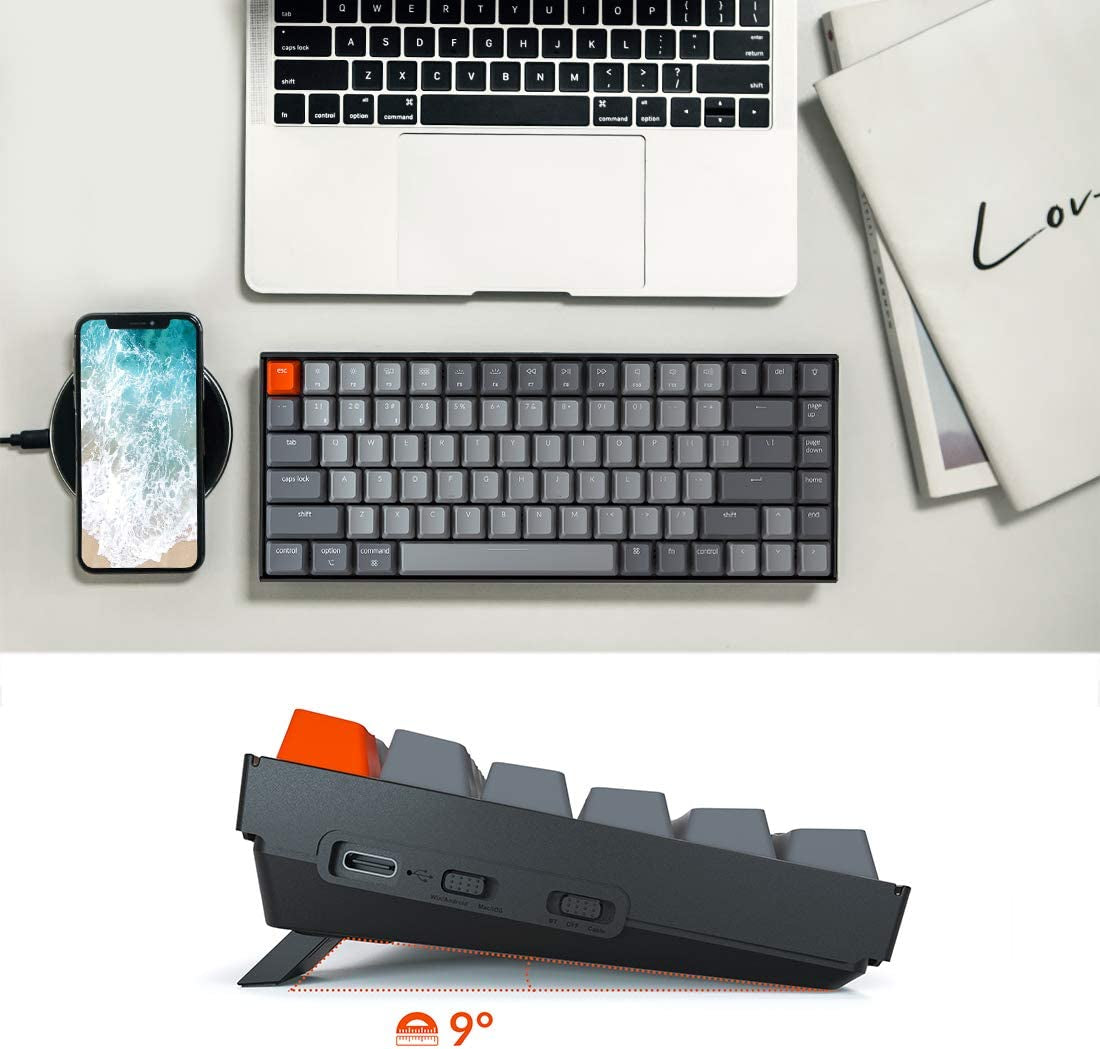 K2 75% Layout RGB Bluetooth Wireless Mechanical Keyboard with Gateron G Pro Red Switch/Anti Ghosting/N-Key Rollover, Compact 84 Keys USB Wired Gaming Keyboard for Mac Windows-Version 2